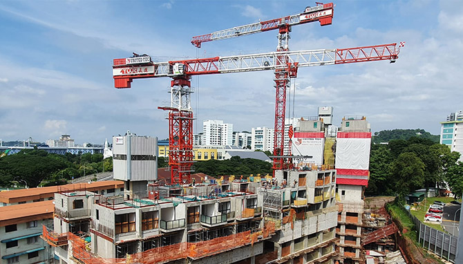 united tec cranes at construction site